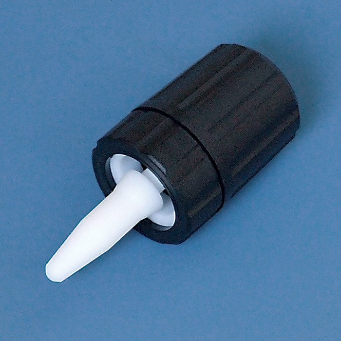 Spare valve spindle with retention device, PTFE