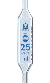Bulb pipettes, USP, BLAUBRAND®, class AS, 1 mark, AR-GLAS®, blue printed scale, DE-M