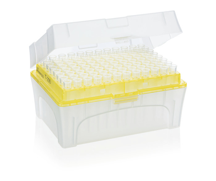 Pipette tips, racked, TipBox, 2 - 200 &micro;l, BIO-CERT&reg; LIQUID HANDLING QUALITY, PP, colorless