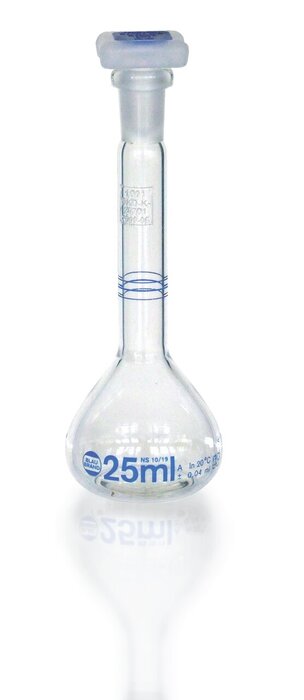 Volumetric flasks, 3 marks, BLAUBRAND®, class A, Boro 3,3, DE-M, DAkkS certificate