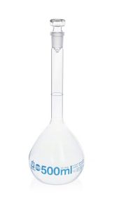 Volumetric flasks USP, BLAUBRAND®, class A, DE-M, Boro 3,3, with glass stopper, USP batch certificate
