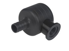 Elbow with small flange KF DN 25 andhose nozzle for tubing i.d. 19 mm, PP
